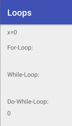 Loops für x=0 mit Bedingung i<x.
