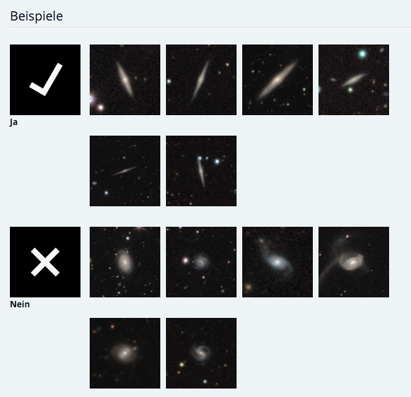 Beispiele für die Scheibengalaxiefrage