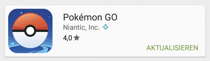 Play Store: Pokémon Go kann aktualisiert werden