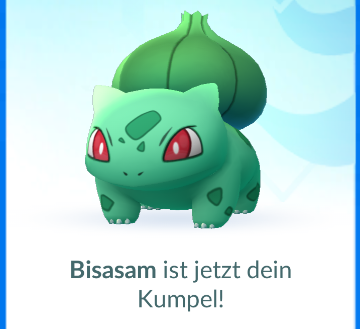 Mein neuer Kumpel bei Pokémon GO: Bisasam aus meinem allerersten Post