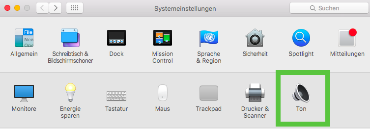 Mac Systemeinstellungen: Ton.