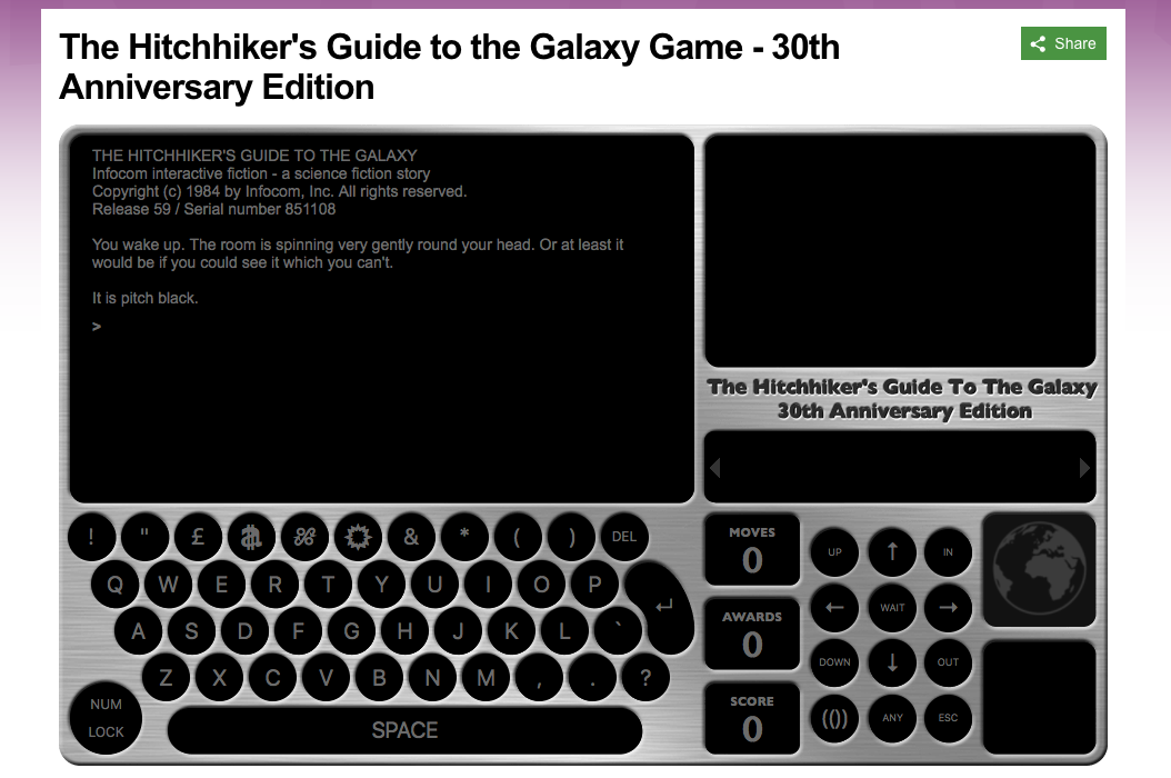 The Hitchhiker's Guide to the Galaxy: Online Textadventure der BBC