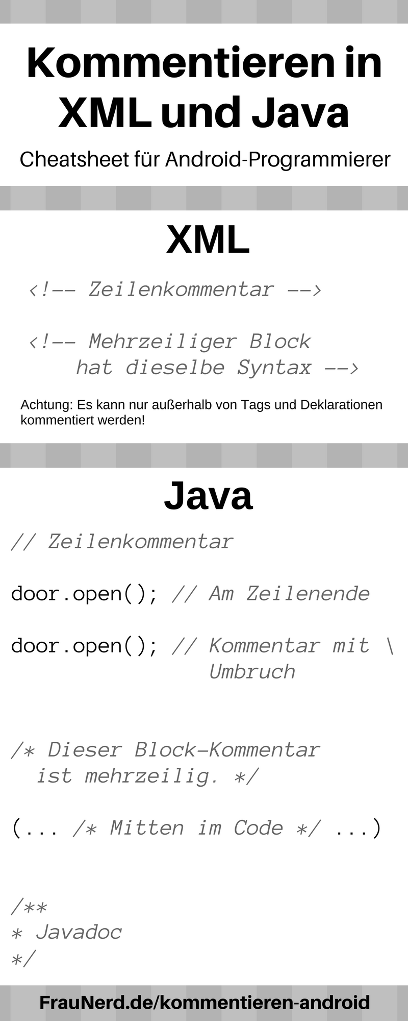 Cheatsheet für Android-Programmierer: Kommentieren in XML und Java