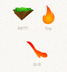 Little Alchemy: Erde und Feuer ergibt Lava.